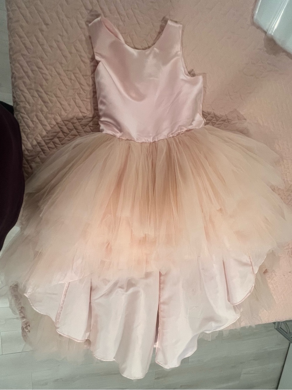 Tip Top Kids Pink and Cream Tulle Formal Dress